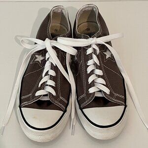 Converse One Star Gray Canvas Sneakers Shoes Lace Up Gym Causal ~ Women’s 8.5